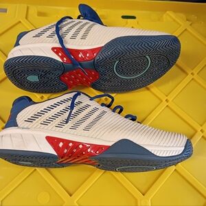 K-Swiss White and Blue Athletic Shoes